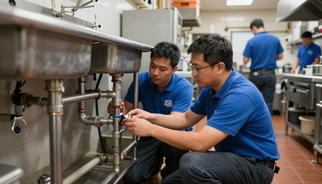 J Sewer & Drain commercial plumbers servicing restaurant kitchen plumbing in Chicago